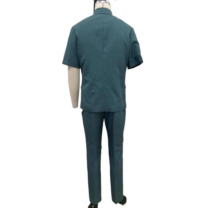 Men's Blazers Suits Short Sleeves Lapel Collar Single Breasted Shirt & Pants 2Pcs