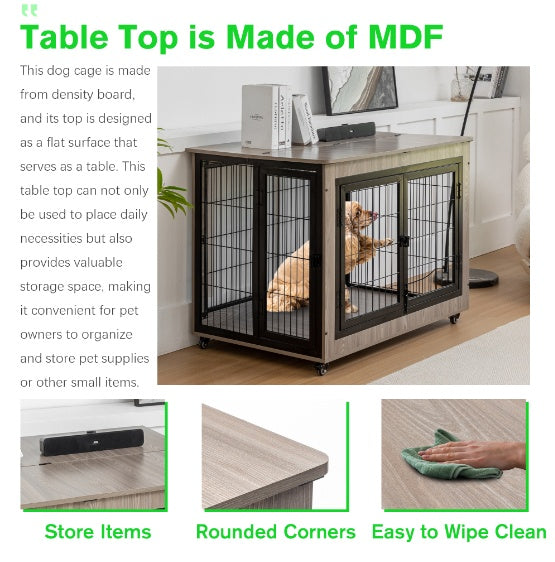 38in Dog Crate Furniture, Large Dog Kennel, - Xmaker