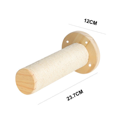 Wall Type Solid Wood Sisal Column Cat Scratching Board Toys - Xmaker