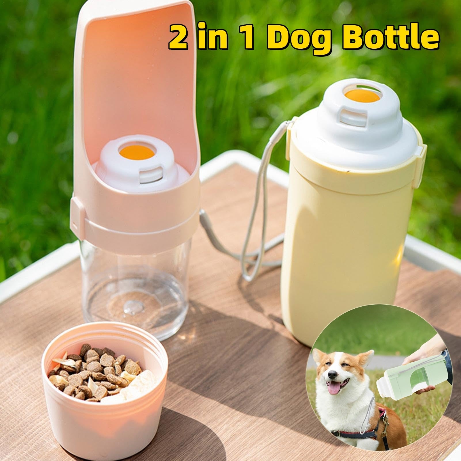 2 In 1 Travel Dog Water Bottle Pet Water Dispenser Feeder - Xmaker