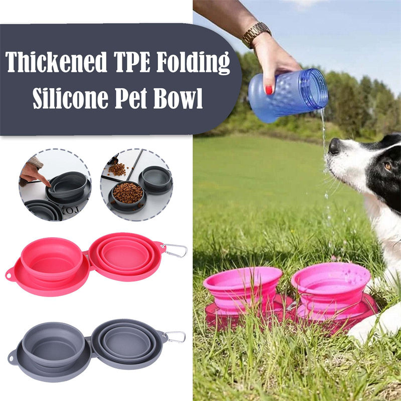 Rubber Foldable Double Bowl Pet Feeding Bowl Pets Supplies Dog Cat Bowls - Xmaker