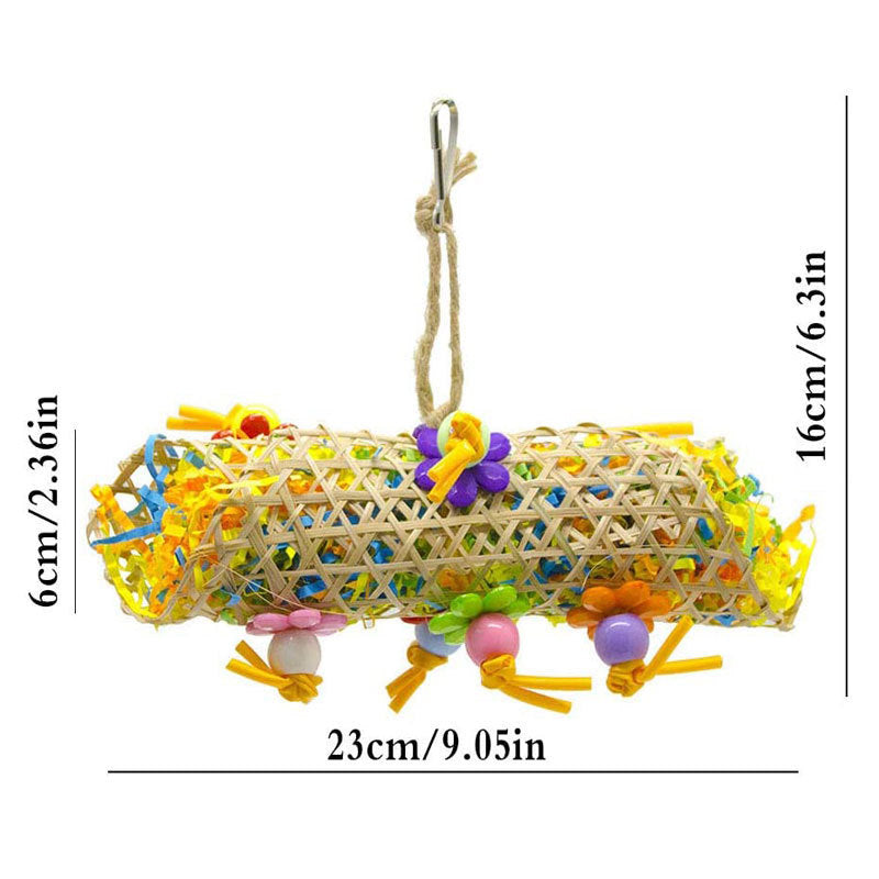 3pcs Bird Toy Parrot Gnawing Supplies Utensils Brushed Rattan Ball Grass Wooden Toys - Xmaker