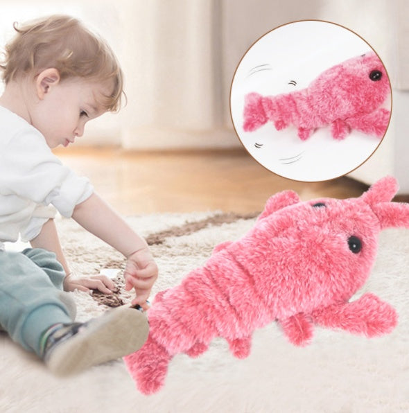 Pet Toys Electric Jumping Shrimp USB Charging Simulation Lobster Funny Cat Plush Pets Toy - Xmaker