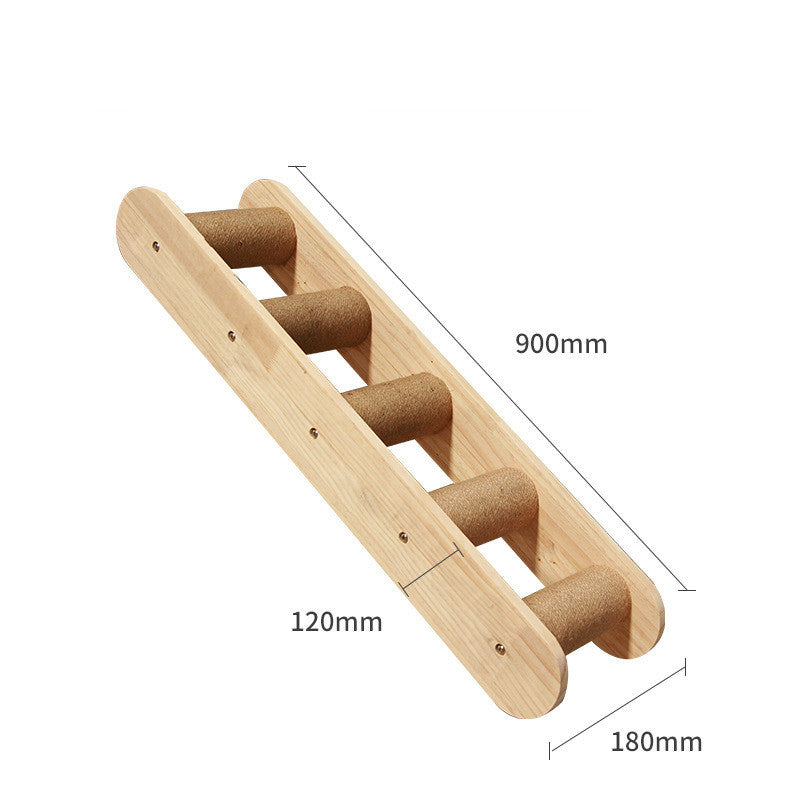 Pet Cat Climbing Frame Wall Type Solid Wood Wall Hanging Platform Ladder Pets Accessories - Xmaker