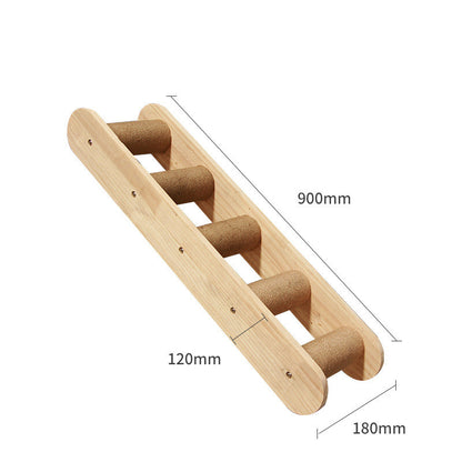 Pet Cat Climbing Frame Wall Type Solid Wood Wall Hanging Platform Ladder Pets Accessories - Xmaker