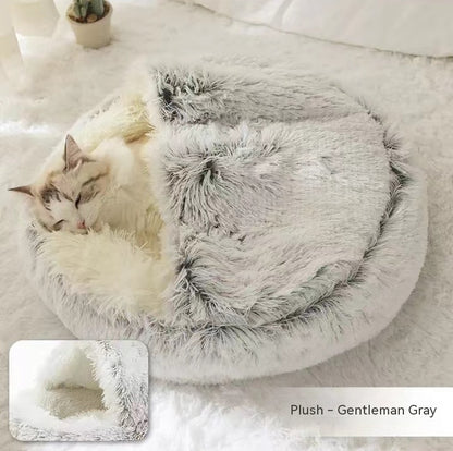 2 In 1 Dog And Cat Bed Pet Winter Bed Round Plush Warm Bed House Soft Long Plush Pets Bed Pet - Xmaker