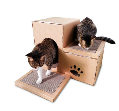 Cat House Double Ladder Cat Claw Disc Grinding Disc Free Catnip Toys - Xmaker