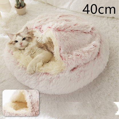 2 In 1 Dog And Cat Bed Pet Winter Bed Round Plush Warm Bed House Soft Long Plush Pets Bed Pet - Xmaker