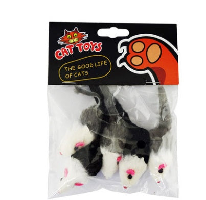 Cat toy cat fake mouse toy tiantian cat rabbit skin mouse (5 packs) funny cat toy - Xmaker