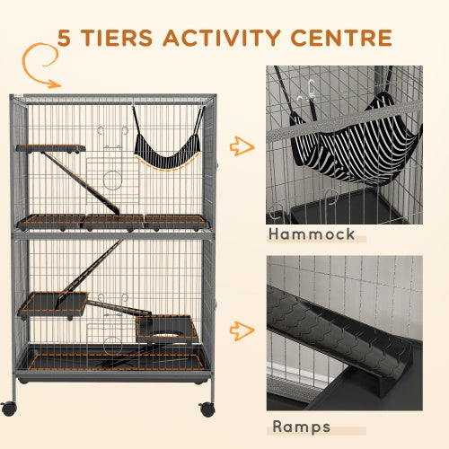 5 Tiers Of Small Animal Cages, Ferret  Large Chinchilla With Hammock Fittings And Heavy Duty Wires - Xmaker