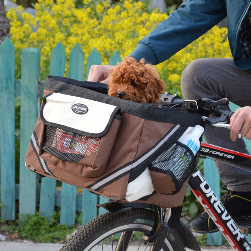 Pet Bicycle Carrier Cat Dog Bicycle Bag Bike Removable Basket Handlebar Front Basket Small Cat Dog Carrier - Xmaker