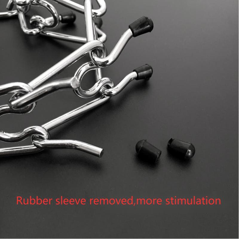 Chrome Plated  Pinch Dog Collar Proong Dogs Training Choke Chain Dog Training Necklace Rubber Tips Guardian - Xmaker