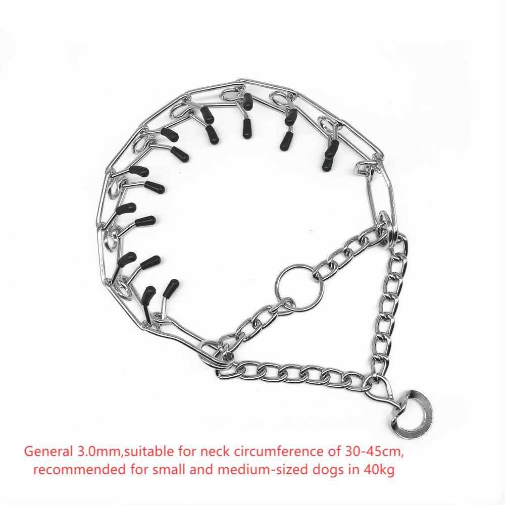 Chrome Plated  Pinch Dog Collar Proong Dogs Training Choke Chain Dog Training Necklace Rubber Tips Guardian - Xmaker