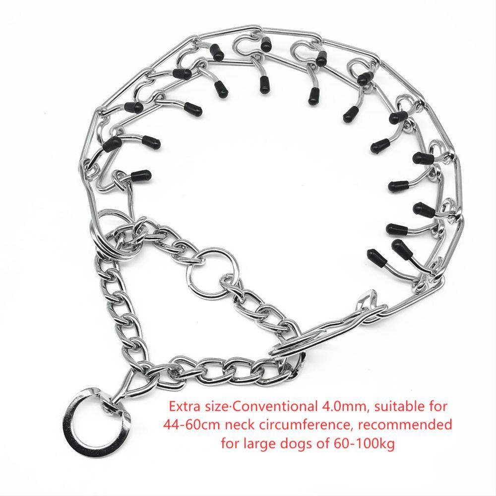 Chrome Plated  Pinch Dog Collar Proong Dogs Training Choke Chain Dog Training Necklace Rubber Tips Guardian - Xmaker