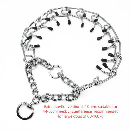 Chrome Plated  Pinch Dog Collar Proong Dogs Training Choke Chain Dog Training Necklace Rubber Tips Guardian - Xmaker