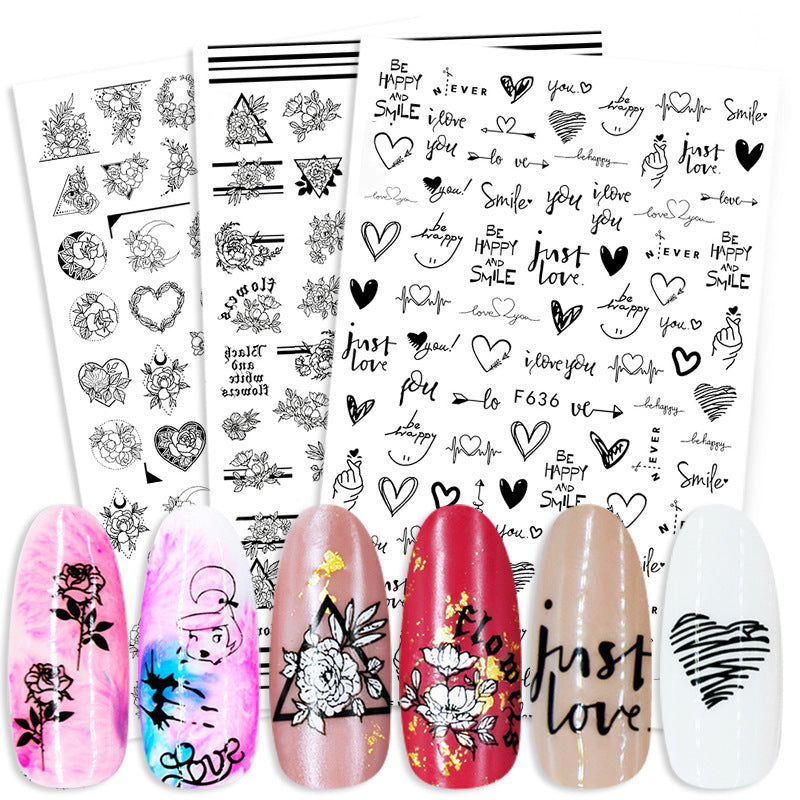 Summer Flowers and Love Adhesive Stickers Nail Art Stickers Nail Art Decals - Xmaker