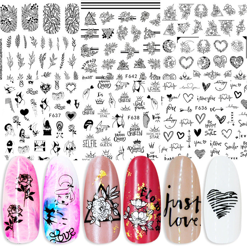 Summer Flowers and Love Adhesive Stickers Nail Art Stickers Nail Art Decals - Xmaker