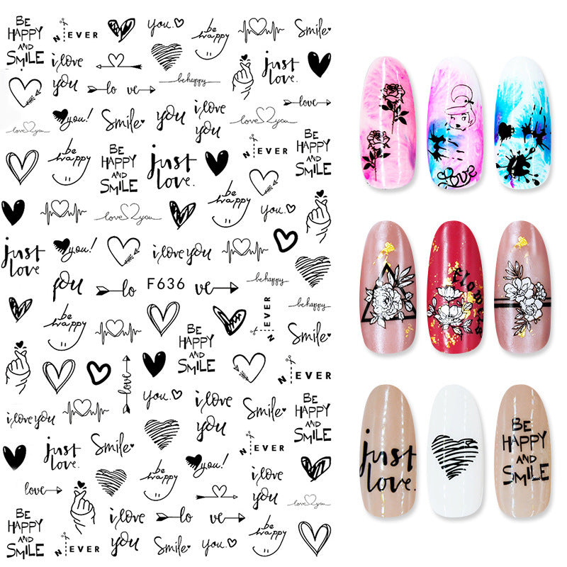 Summer Flowers and Love Adhesive Stickers Nail Art Stickers Nail Art Decals - Xmaker