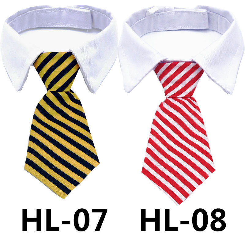 Pet Tie Print Cat And Dog Accessories Solid Color Striped Check Tie - Xmaker