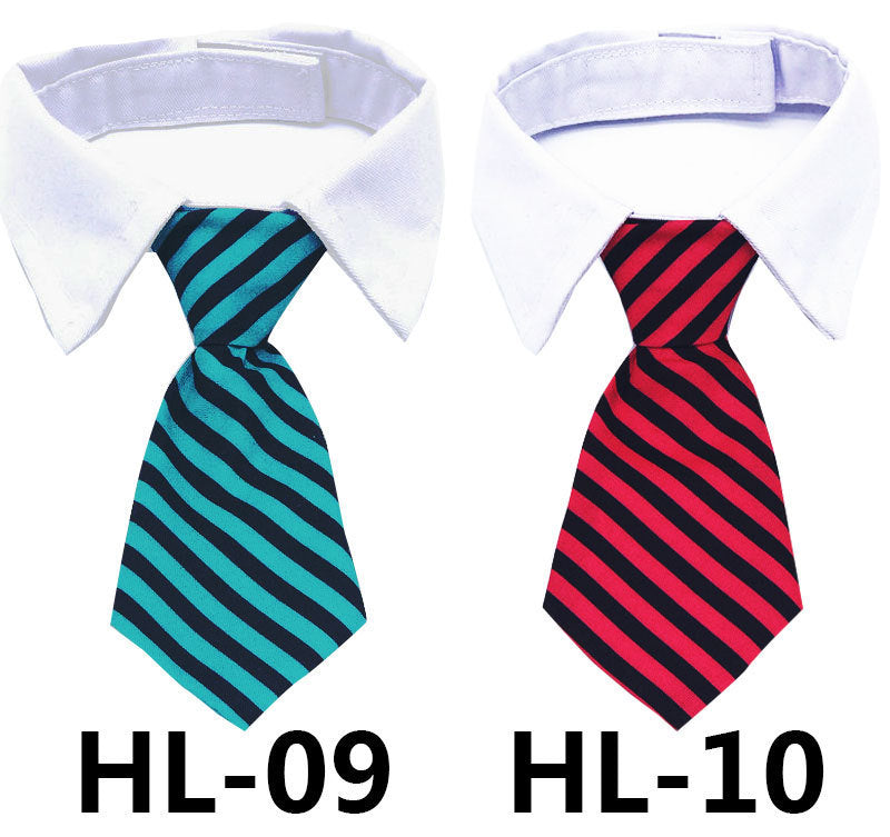 Pet Tie Print Cat And Dog Accessories Solid Color Striped Check Tie - Xmaker