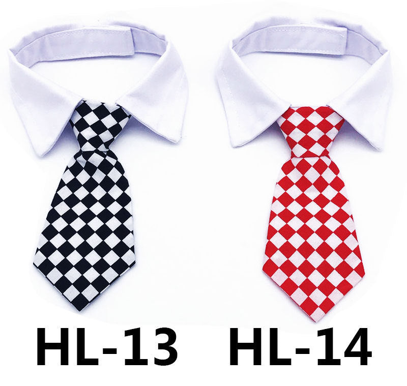 Pet Tie Print Cat And Dog Accessories Solid Color Striped Check Tie - Xmaker