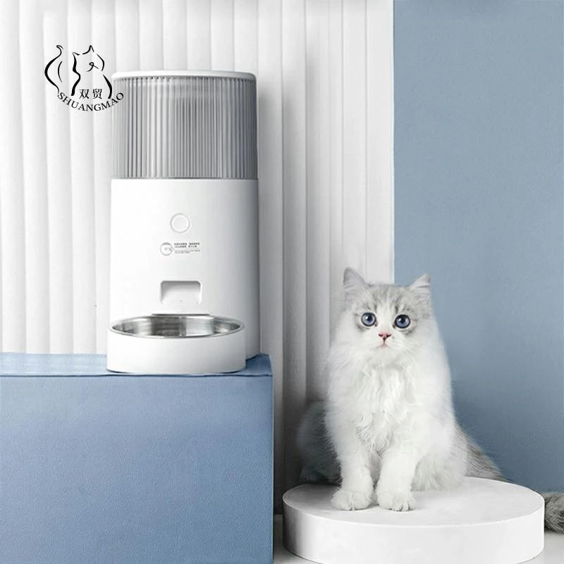 Pet Cat Water Fountain Smart Automatic Feeder 2.5L For Dog Food Bowls Remote Intelligent Cats Feeding Supplies 2in1 Feeding USB - Xmaker