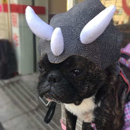 Pet Triceratops Dog Dinosaur Hat Pet Cat Dog Hat Pet Transformation Cap Pet Headgear Costume - Xmaker