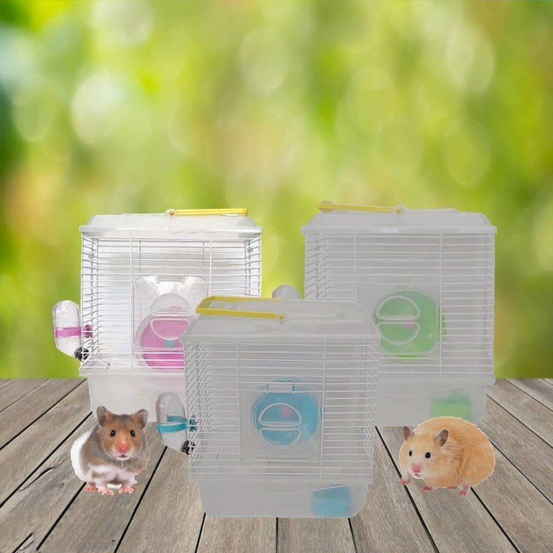 Portable Cage Single-Layer Villa Golden Silk Bear Hamster Cage Heightened Plastic Cover Transparent Crystal Small Garden Cage - Xmaker