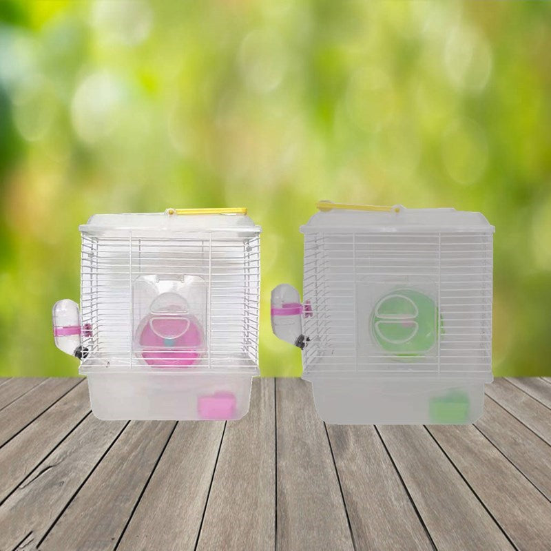 Portable Cage Single-Layer Villa Golden Silk Bear Hamster Cage Heightened Plastic Cover Transparent Crystal Small Garden Cage - Xmaker