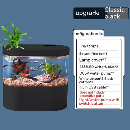 Aquarium Ecological Landscape Desktop Self-circulation Mini Small Change Water Household Fish Tank - Xmaker