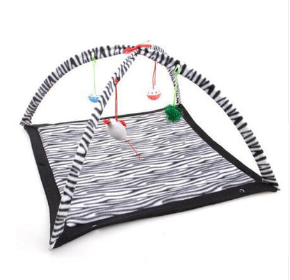 Cartoon Cat Play Tent Multifunctional Cat Hammocks Kitten Sleep Bed Foldable Cat Mat with Balls Cat Play House Toy - Xmaker