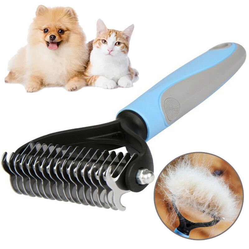 Pets Deshedding Tool Rake Comb Fur Remover Reduce 2-Side Pets Grooming Brush Double Sided Undercoat Rake Hair Removal Comb - Xmaker