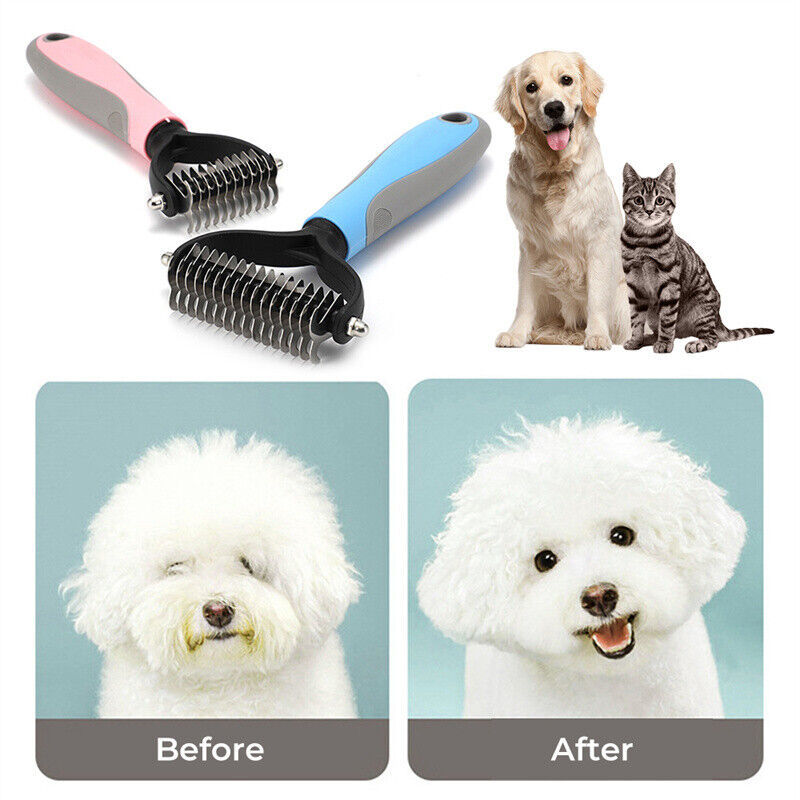 Pets Deshedding Tool Rake Comb Fur Remover Reduce 2-Side Pets Grooming Brush Double Sided Undercoat Rake Hair Removal Comb - Xmaker