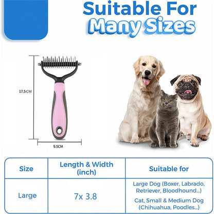 Pets Deshedding Tool Rake Comb Fur Remover Reduce 2-Side Pets Grooming Brush Double Sided Undercoat Rake Hair Removal Comb - Xmaker