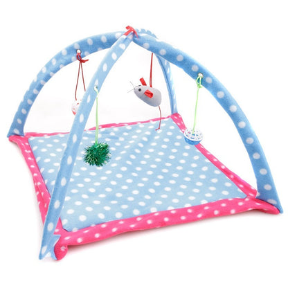 Cartoon Cat Play Tent Multifunctional Cat Hammocks Kitten Sleep Bed Foldable Cat Mat with Balls Cat Play House Toy - Xmaker