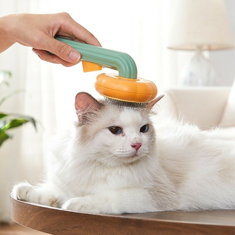 Pet Pumpkin Brush, Pet Grooming Self Cleaning Slicker Brush For Dogs Cats Puppy Rabbit, Cat Brush Grooming Gently Removes Loose Undercoat, Mats Tangled Hair Slicker Brush - Xmaker