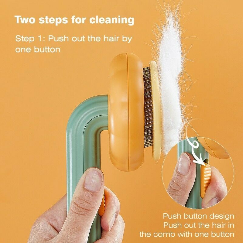 Pet Pumpkin Brush, Pet Grooming Self Cleaning Slicker Brush For Dogs Cats Puppy Rabbit, Cat Brush Grooming Gently Removes Loose Undercoat, Mats Tangled Hair Slicker Brush - Xmaker