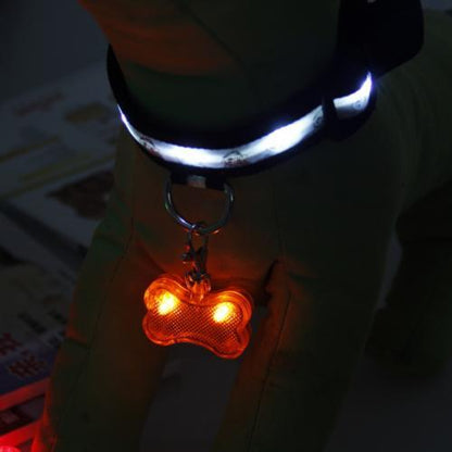 LED Dog Bone Shape ID Tag Pet Safety Collar Pendant - Xmaker