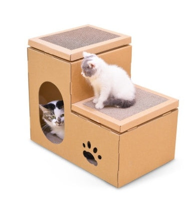 Cat House Double Ladder Cat Claw Disc Grinding Disc Free Catnip Toys - Xmaker