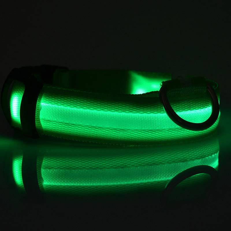 Nylon LED Pet Dog Luminous Collar Night Safety Flashing Glow in Dark Dog Cat Leash Adjustable Pet Supplies - Xmaker