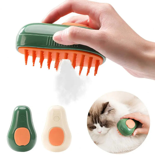 Steamy Cat Brush Cat Dog Grooming Comb Electric Self Cleaning Steam Cat Brush For Massage Avocado Shape Pet Spray Cat Grooming - Xmaker