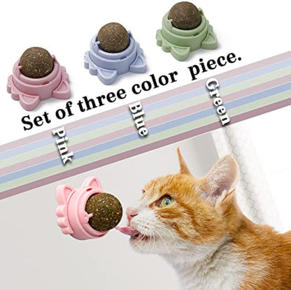 Catnip Balls That Stick On Wall Catnip Balls For Cat Catnip Toys For Cats Healthy Kitty Teeth Cleaning Dental Chew Toys Cat Wall Treats - Xmaker