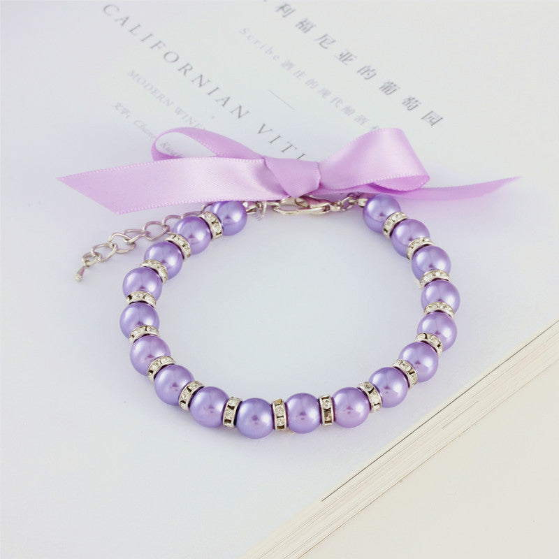 Striped Pearl Necklace Pet Collar - Xmaker