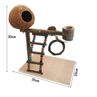 Solid Wood Parrot Station Frame Training Bird Shelf Parrot Toys - Xmaker