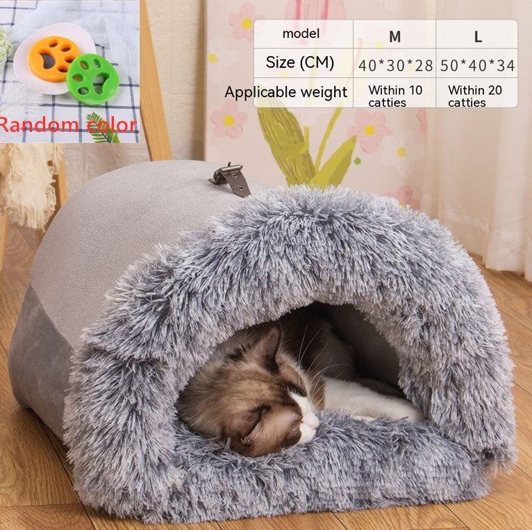 Splice Portable Pet Nest Portable Autumn And Winter Warm Dog Nest Moisture-proof Long Fur Cat Nest - Xmaker