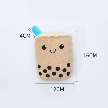 Dog Plush Toy Cute Milk Tea Shape Resistant To Biting Teeth - Xmaker