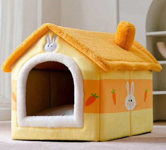 Foldable Dog House Pet Cat Bed Winter Dog Villa Sleep Kennel Removable Nest Warm Enclosed Cave Sofa Pets Supplies - Xmaker