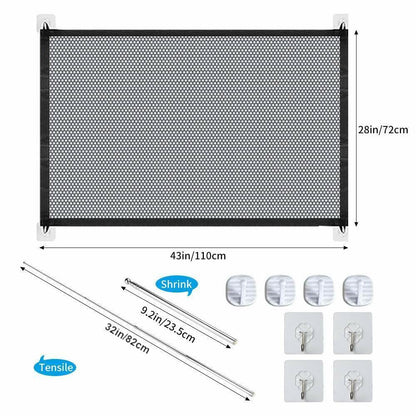 Pets Dog Cat Baby Safety Gate Mesh Fence Magic Portable Guard Net Stairs Doors - Xmaker