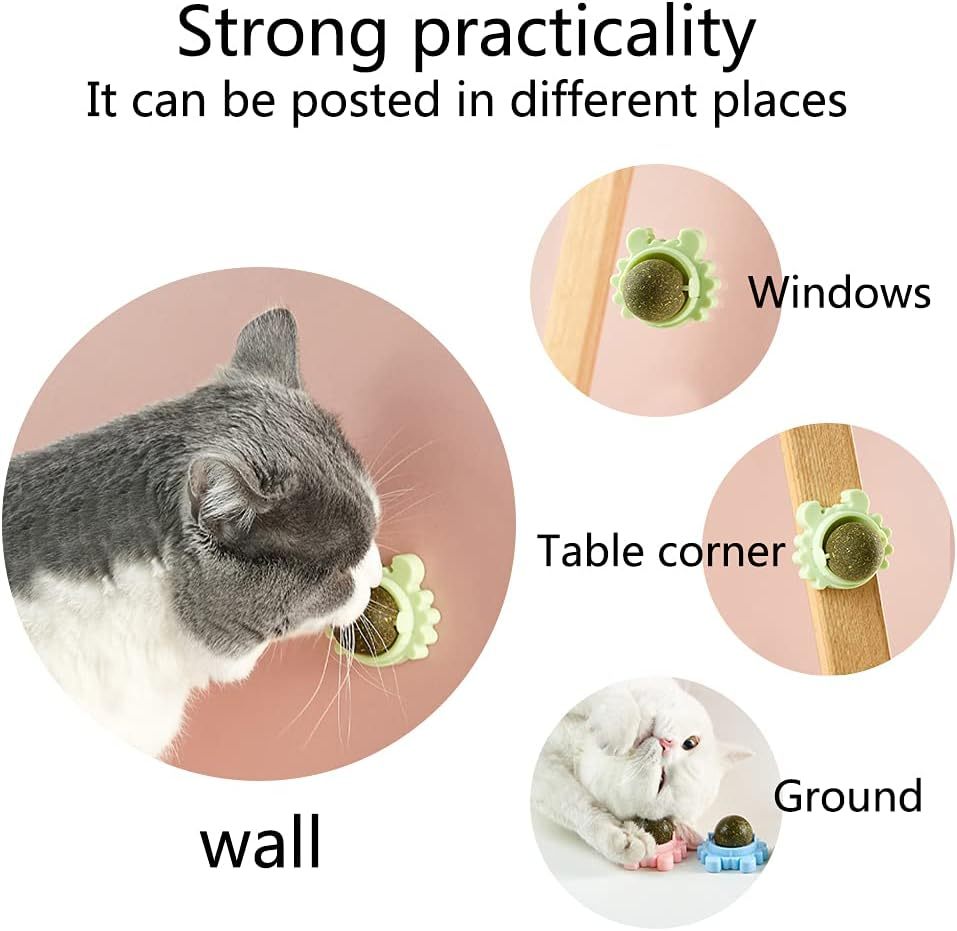 Catnip Wall Ball Piece Cat Toys Edible Cat Licking Toy Cat Chew Toy Teeth Cleaning Cat Bite Toy  Rotatable Indoor Cat Toy Cat Wall Decoration - Xmaker