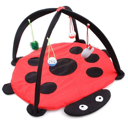 Cartoon Cat Play Tent Multifunctional Cat Hammocks Kitten Sleep Bed Foldable Cat Mat with Balls Cat Play House Toy - Xmaker